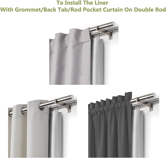 DriftAway Thermal Insulated Blackout Curtain Liner 2 Panels Each Liner Size 50 - Image 8
