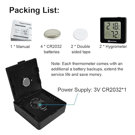 KETOTEK Mini Hygrometer Indoor Thermometers Humidity Meter 2 Pack Humidity - Image 3