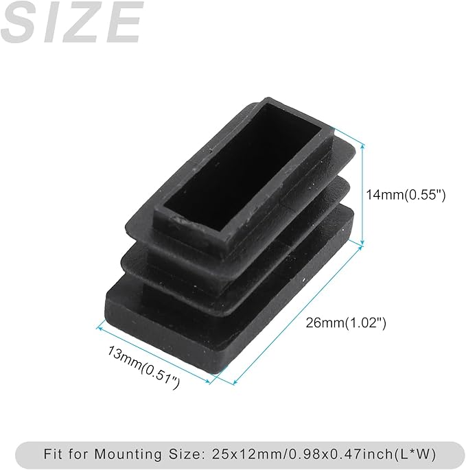METALLIXITY Rectangle End Caps 40Pcs, Plastic Rectangle Tube Inserts Threaded - Image 2