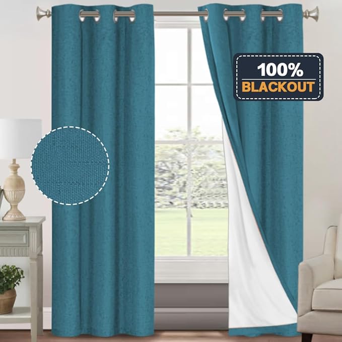 PrinceDeco Blackout Curtains 84 Inches Length 2 Panels Set 100% Blackout - Image 6