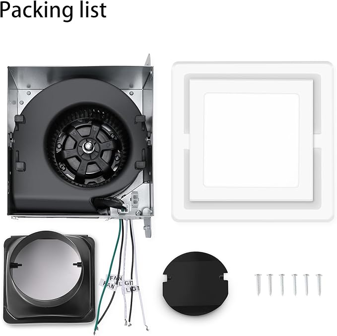 Bathroom Exhaust Fan with Light 110 CFM Quiet 6500K 800LM Household Ventilation - Image 7
