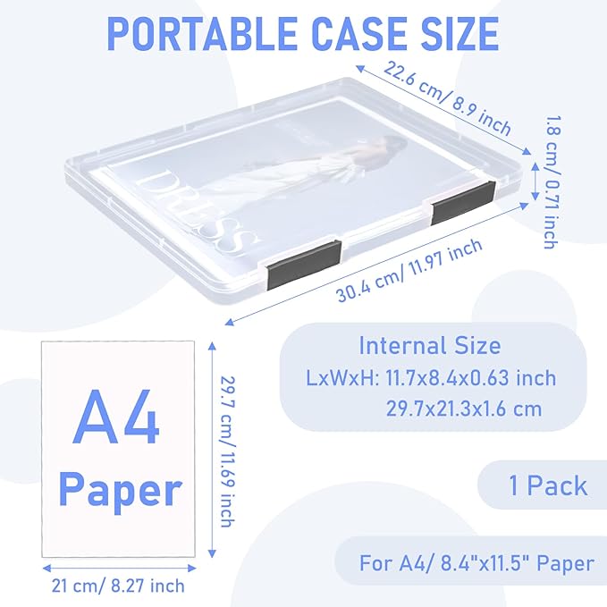 SAYEEC Portable Project Case A4 Plastic Transparent File Storage Box - Image 2
