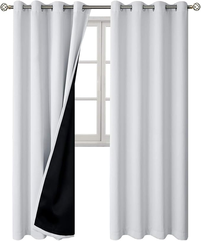 BGment Greyish White 100% Blackout Curtains 108 Inch Long 2 Panles Set - Image 8