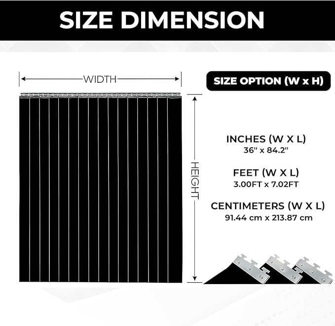 3x7' Black PVC Curtains Strips Kit - Image 4