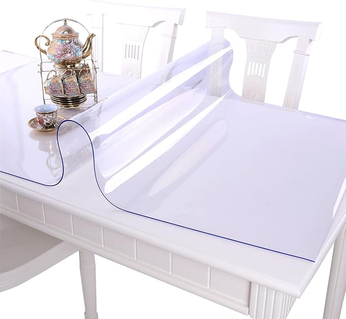 NECAUX Custom 39.4 x 96 Inch Clear Table Cover Protector, 1.5mm Thick Wood - Image 2