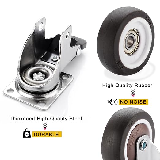 1.5 Inch Caster Wheels for Small Furniture Heavy Duty Casters, Rubber 360º - Image 6