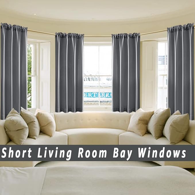 Dark Grey Thermal Insulated Blackout Window Curtain Set of 2 Panels, Room - Image 4