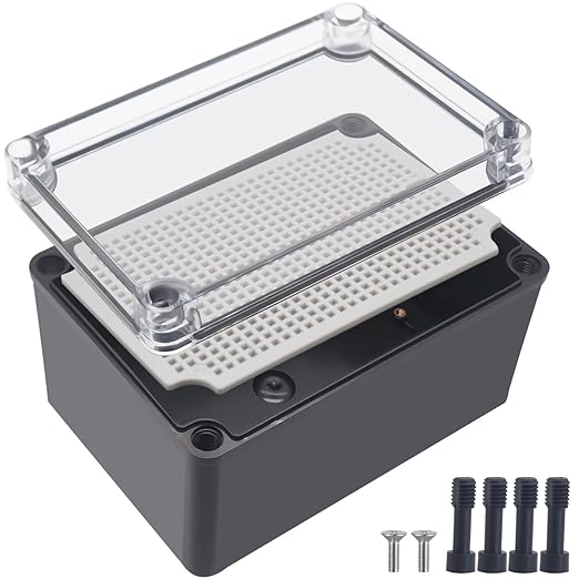 Junction Box, IP67 Waterproof ABS Black Project Box Clear Cover by Otdorpatio