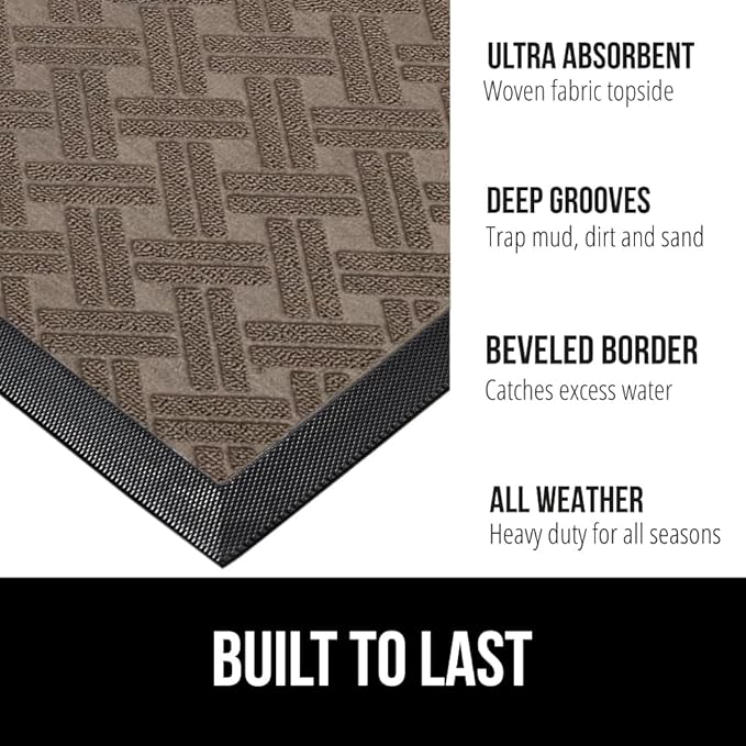 GORILLA GRIP 100% Waterproof All-Season WeatherMax Doormat 35x23, US Designed - Image 3