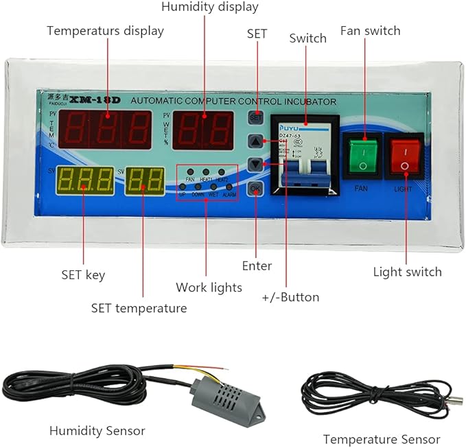 Full Automatic Egg Incubator Controller XM-18D Temperature and Humidity - Image 2