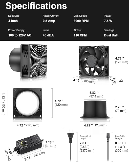 GDSTIME 120mm x 38mm 12V DC Axial Fan - Image 6