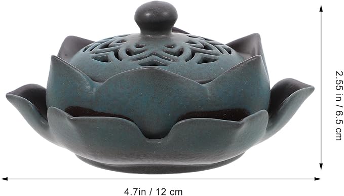 Happyyami Vintage Ceramic Lotus Incense Holder Censer - Image 2