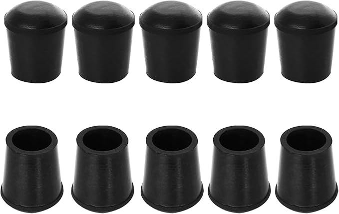 10 PCS Black Round Rubber Chair Leg Caps Tips, Vinyl Rubber End Kits, Soft by Zinkebol