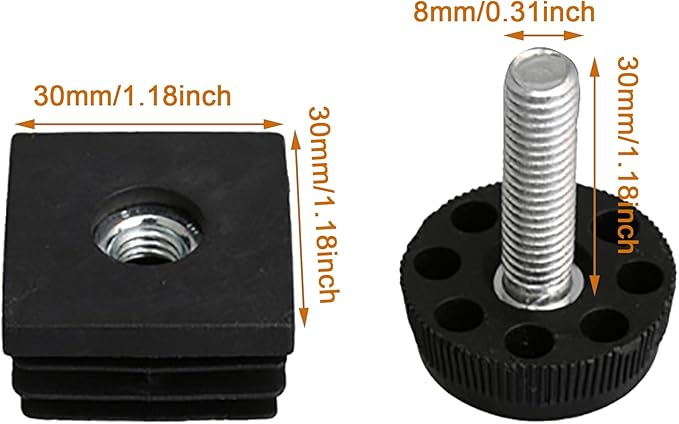 10pcs Adjustable Wheels Furniture Leg Thread Square Tube Insert End Cap Black - Image 6