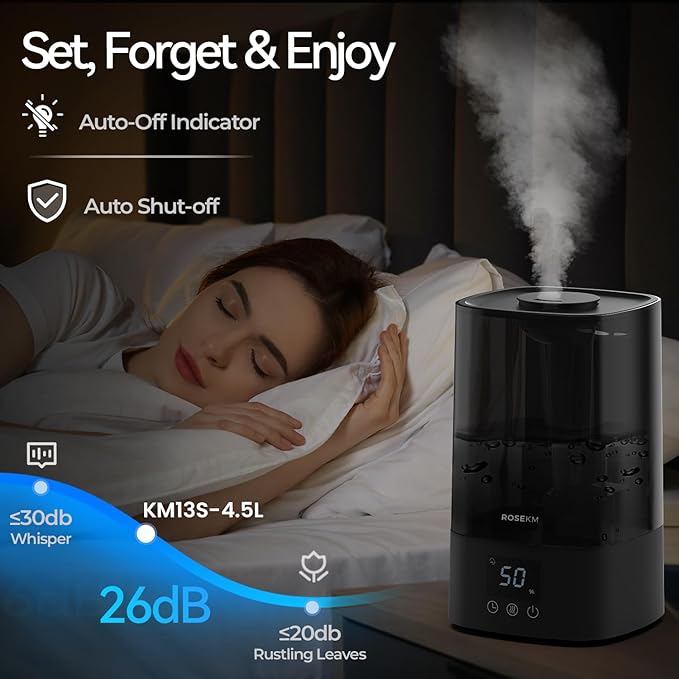 Automatic Humidifiers for Bedroom Large Room, 4.5L Cool Mist Humidifier for - Image 5