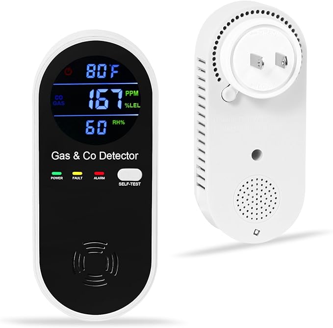 Combination Natural-Gas and Carbon-Monoxide-Detector Plug-in, 4 Sensors by HembisenSafetyProducts