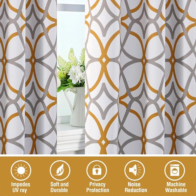 H.VERSAILTEX Blackout Curtains Printed Design 63 Inch Length 2 Panels Set - Image 6