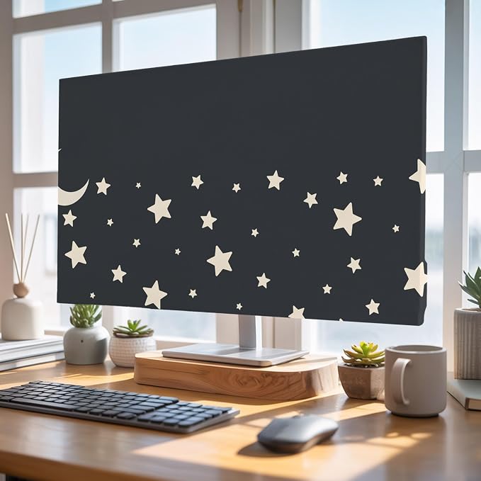 Moon Stars Starry Sky Indoor TV Cover, Elastic TV Screen Protector Cartoon by Unknown