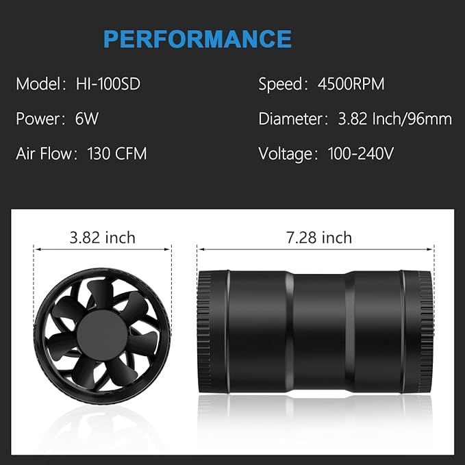 Hon&Guan 4 Inch Inline Duct Fan - Image 3