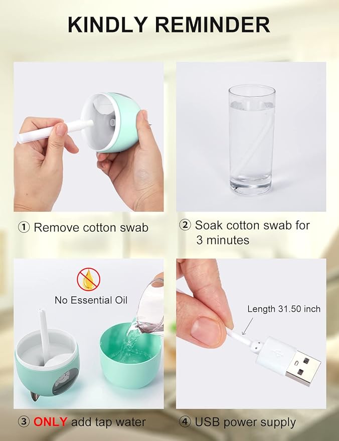 Cool Mist Humidifier, 300ml Mini Humidifiers - Image 6