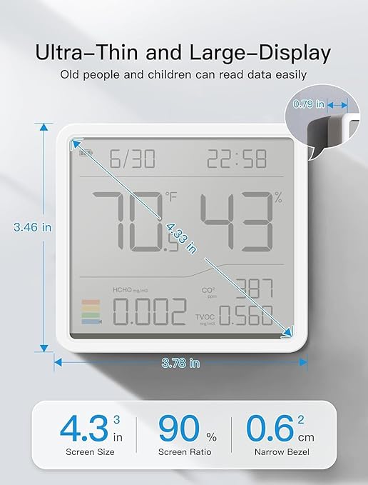 7-in-1 Air Quality Monitor Indoor, Air Analysis Apparatus, 5s Backlight Air - Image 6