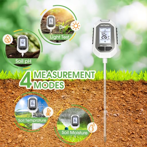 4-in-1 Soil Moisture Meter, Digital Plant Temperature/Soil Moisture Test & PH - Image 4