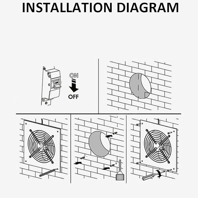 4'' Wall-Mounted Exhaust Fan, Small Bathroom Metal Iron Ventilation Fan - Image 8