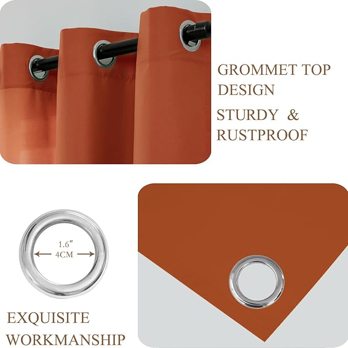 L.Z.E Burnt Orange Light Filtering Curtains - Image 4