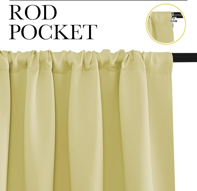 NICETOWN Blackout Curtains for Bedroom, Paler Yellow, 1 Pair, 70 by 63-inch - Image 2