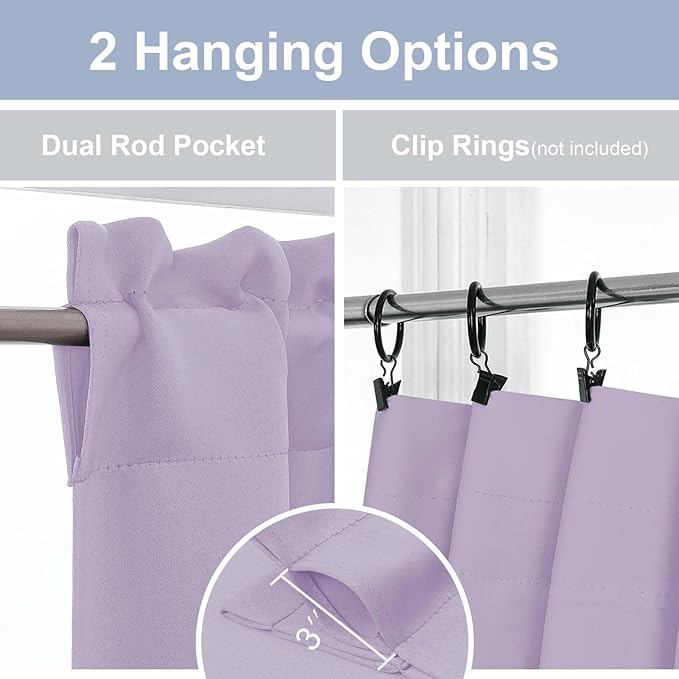 Chyhomenyc Short Curtains 30 Inch Length, Small Light Purple Curtain Rod Pocket - Image 5