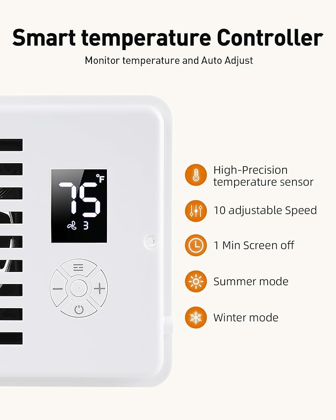 AGPTEK Register Booster Fan for 4 x 10 Register Holes, Quiet Air Vent Fans - Image 3