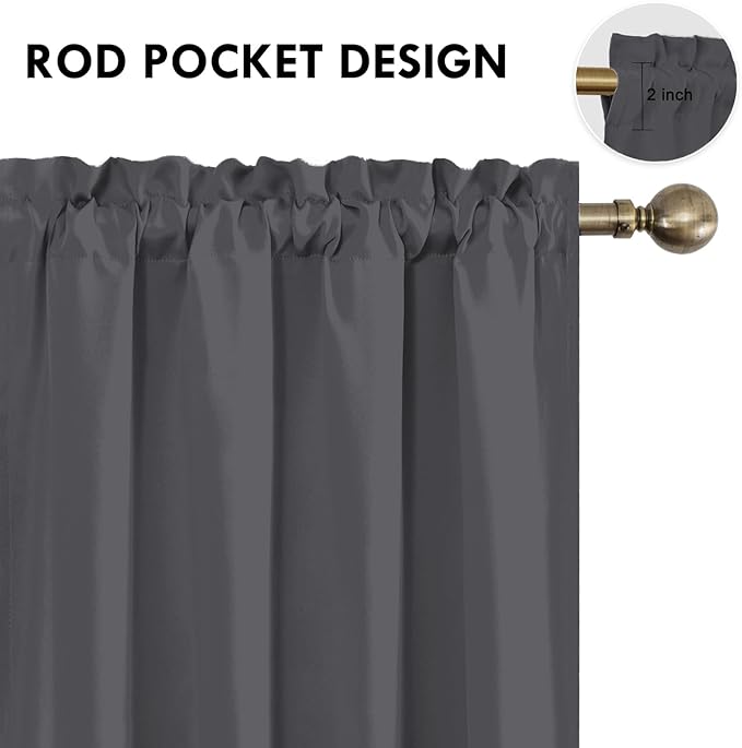 DWCN Blackout Curtains for Bedroom 63 Inch Length 2 Panels Set, Solid Thermal - Image 3