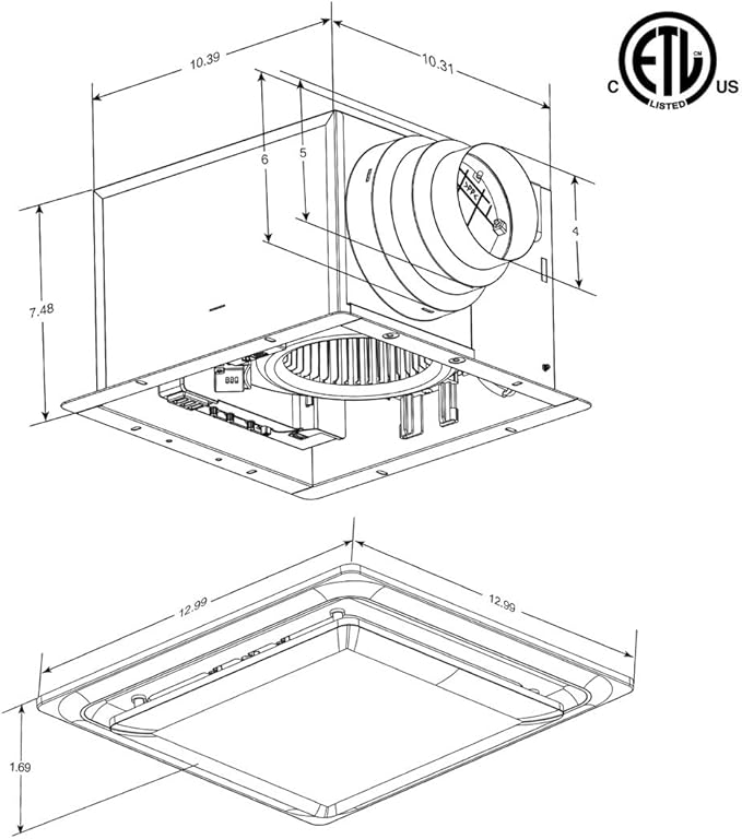 Aero Pure ABF110DH G5 W ABFDHG5W Mount Adjustable Speed 50-80-110 CFM Humidity - Image 2