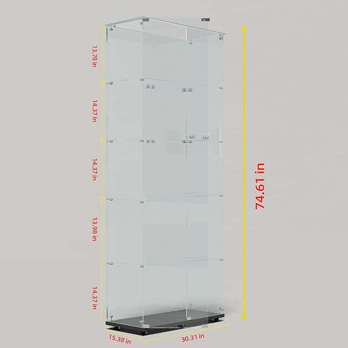Yoluckea 5-Tier Glass Display Cabinet - Image 2