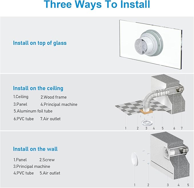 Bathroom Exhaust Fan, 6 inch Silent Ceiling and Wall Mount Ventilation Fan - Image 4