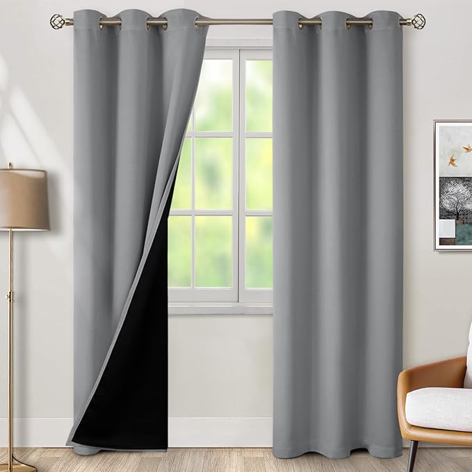 BGment Thermal Insulated 100% Blackout Curtains 84 Inch Length 2 Panels by BGment