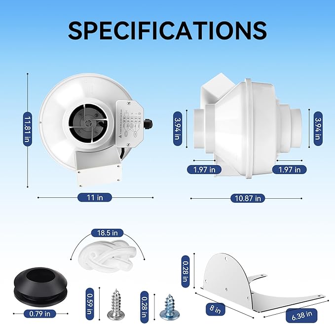 Dryer Booster Fan with Auto On/Off Pressure Sensor-4” DBF 110 Inline Dryer Vent - Image 2