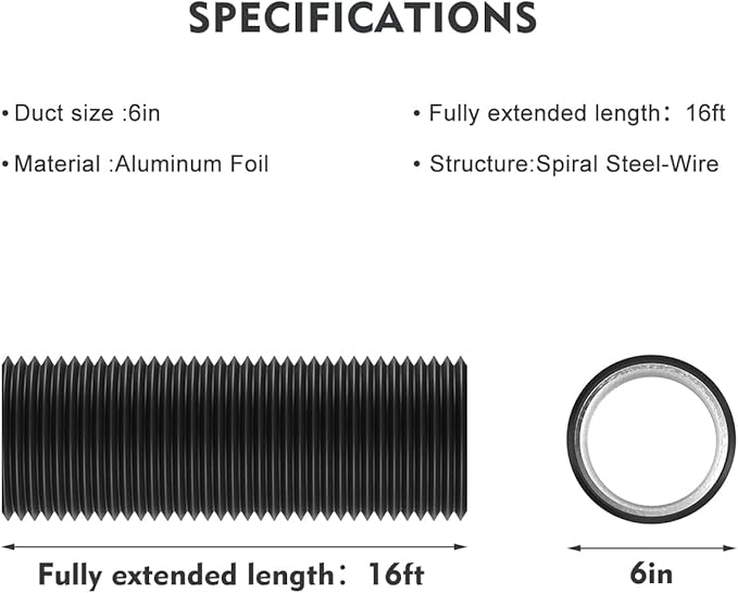 YIJUHOU Dryer Vent Hose Flexible: 6 Inch 17FT Aluminum PVC Vent Hose Insulated - Image 3