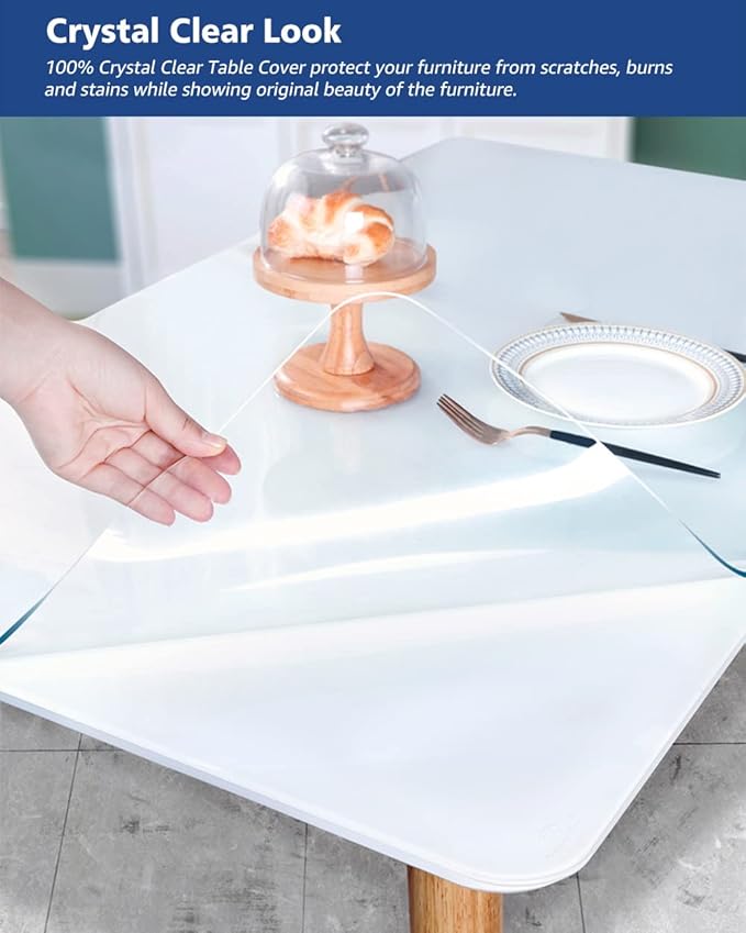 40X72 Inch Clear Plastic Tablecloths Protector 1.5mm Thick Vinyl Table Cover - Image 5