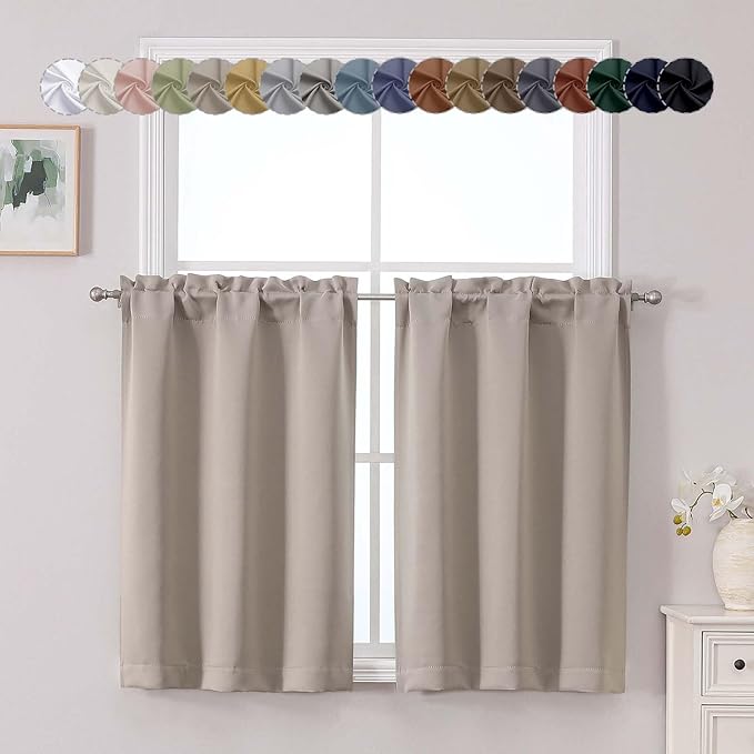 Chyhomenyc Stone Short Blackout Curtains 36 Inch Length, Small Kitchen Curtain by Chyhomenyc