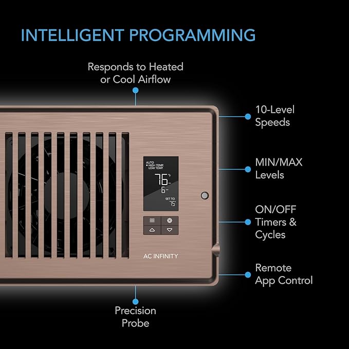 AC Infinity AIRTAP T4 Bronze, Register Booster Fan - Image 3