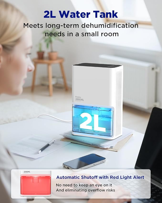 EasyAcc Small Dehumidifier for Bathroom, 68OZ 500Sq.Ft Quiet Dehumidifiers for - Image 2