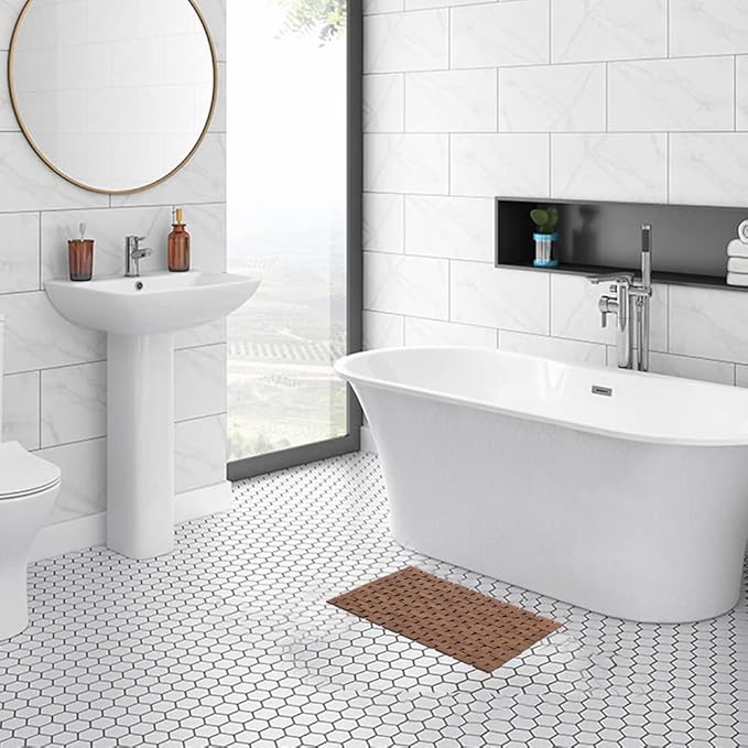 Bamboo Bath Mat Bathroom Rugs Floor Wood Shower Bathtub Waterproof Non Slip - Image 2