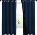 NICETOWN 100% Blackout Curtain Panels, Thermal Insulated Black Liner Curtains by NICETOWN
