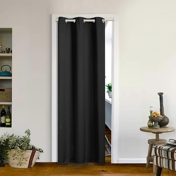 MYSKY HOME Solid Black Door Curtains Blackout Colset Curtains by MYSKYHOME