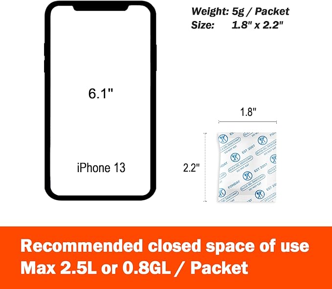 5g x 100 Packs Fonday Food Grade Silica Gel Desiccants Packs Moisture Absorbers - Image 5