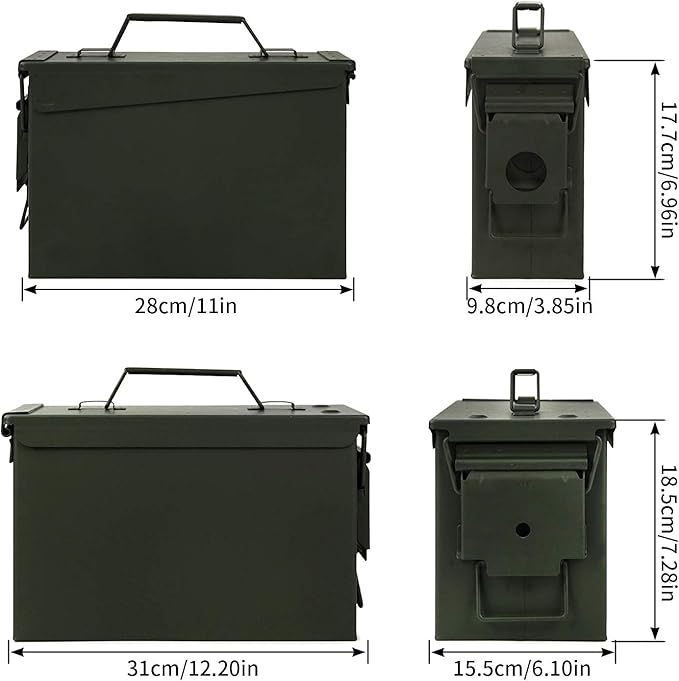 GUGULUZA Metal Ammo Can 30/50 Cal, Lockable Bullet Storage Case, Waterproof & - Image 4