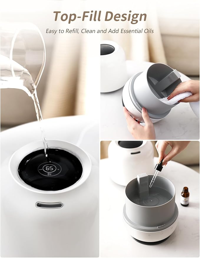 SmartDevil 1.2L Cool Mist Humidifier, Top Fill Ultrasonic Smart Air Humidifier - Image 3