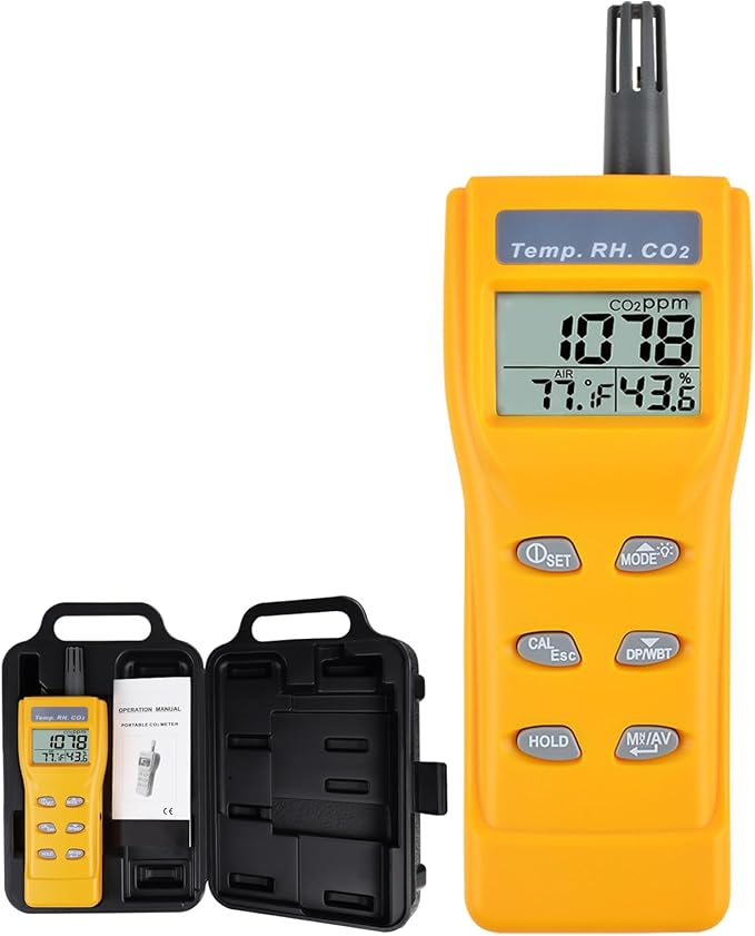 CO2 Meter Portable CO2 Detector Digital CO2 Monitor by TEKCOPLUS