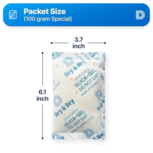 Dry & Dry 100 Gram Orange Indicating Silica Gel Packets Desiccants - Image 2